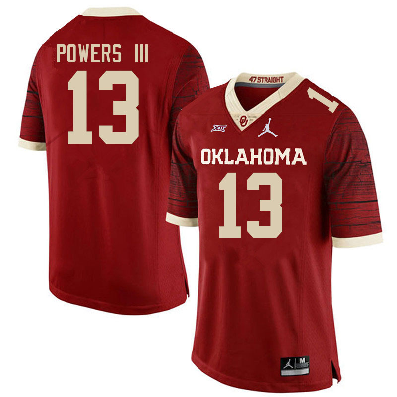 Men #13 Reggie Powers III Oklahoma Sooners College Football Jerseys Stitched-Retro